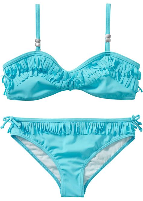 Toller Bikini mit Perlenverzierung türkis