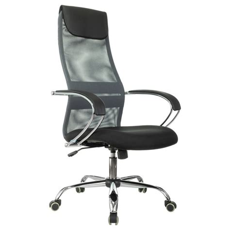 Кресло руководителя Helmi HL-E87 CH сетка экокожа, ткань черная, хром ...