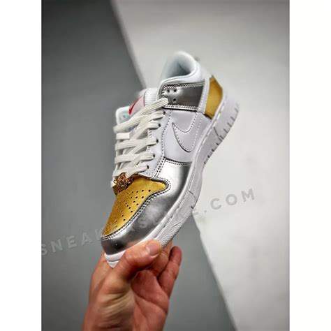 Nike Dunk Low Metallic Gold Silver University Red White Dunks Gold