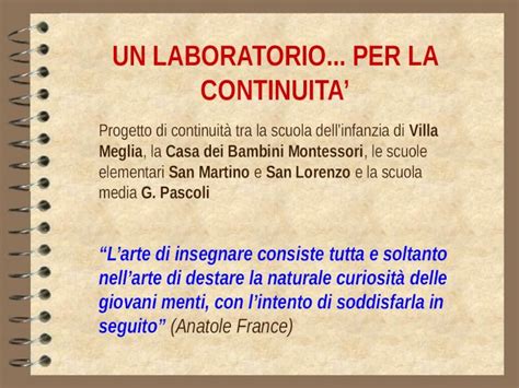 Ppt Un Laboratorio Per La Continuita Progetto Di Continuità Tra La Scuola Dellinfanzia Di