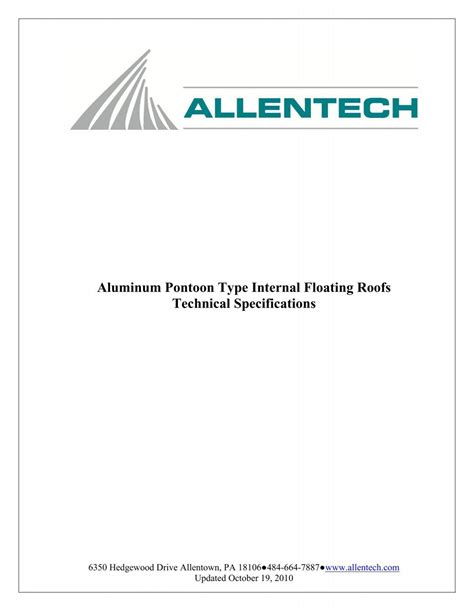 Aluminum Pontoon Type Internal Floating Roofs Allentech