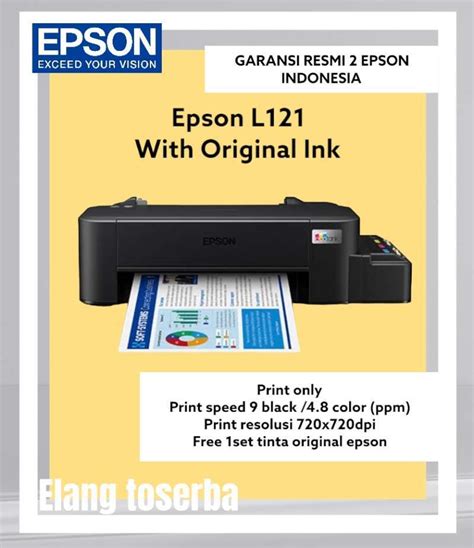 Jual Printer Epson L121 Pengganti L120 GARANSI RESMI TINTA ORIGINAL Di