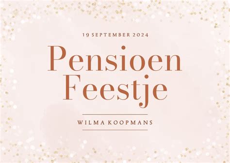 Uitnodiging Roze Waterverf Pensioenfeest Met Kaartje Go