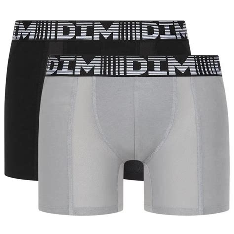 Dim Lot De Boxers Longs Homme Coton D Flex Air Noir Gris Perle