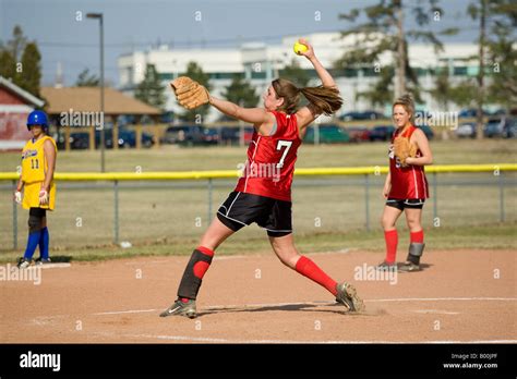 softball pitch  res stock photography  images alamy