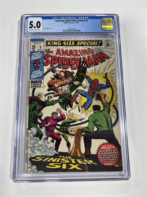 Amazing Spider Man Annual 6 CGC 5 0 Ow W Pages Sinister Six Marvel 1969