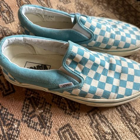 Vans Shoes Vans Checkerboard Classic Slipon In Light Blue Poshmark