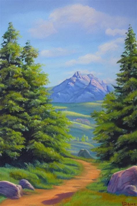 Bob Ross Painting Of Big Rock Okotoks Alberta Stable Diffusion Openart