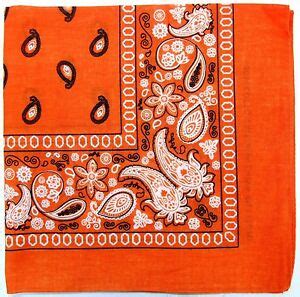 12 Orange Paisley Bandana Bandanas Cotton Scarves Bandanna Dozen Lot 22