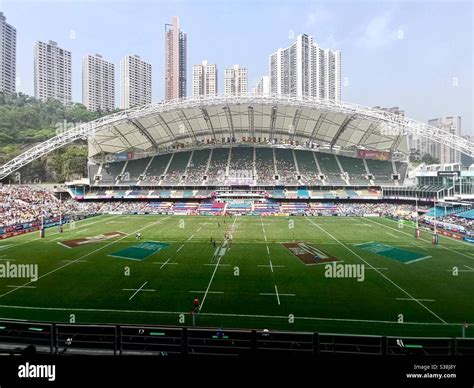 The rugby sevens in the Hong Kong stadium in Causeway Bay Stock Photo ...