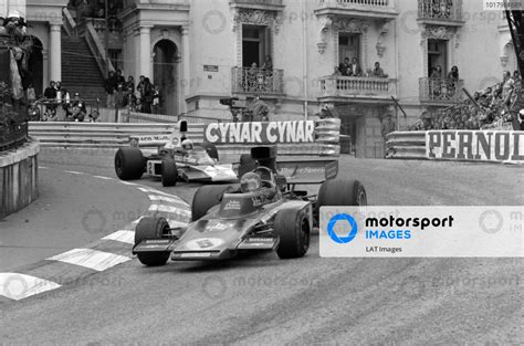 Ronnie Peterson Lotus 72E Ford Leads Jochen Mass McLaren M23 Ford