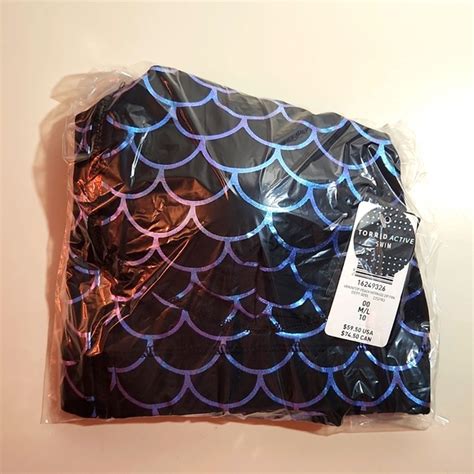 Torrid Swim Nwt Torrid Swim Top Shiny Blue Mermaid Zip Front Active Swim Top Bikini Top