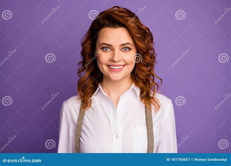 Closeup Photo Of Pretty Curly Foxy Lady Cheerful Easy Going Person Good