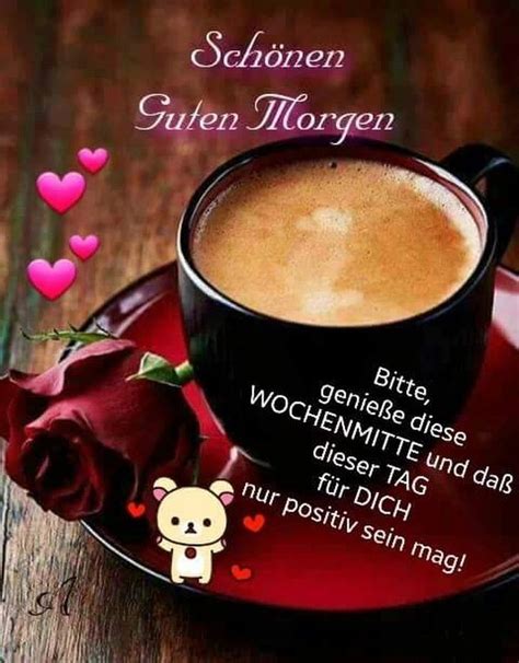 There Is A Cup Of Coffee And A Rose On The Saucer With Words In German