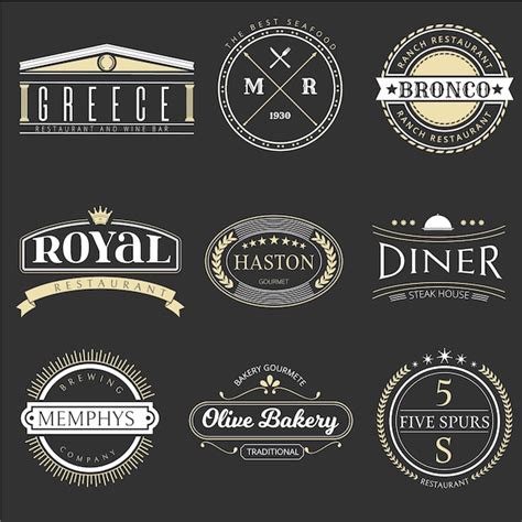 Colección de logos retro de restaurante Vector Gratis