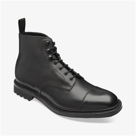 Loake Sedbergh Black Black Leather Lace Up Toe Cap Boots Mile Shoes