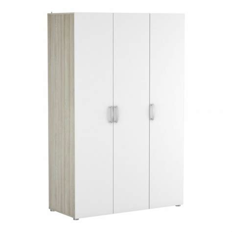 Armoire 3 portes Nano 2 3 penderie et 1 3 lingère 120x185cm chêne et