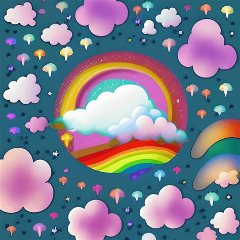 Rainbow Pastel Clouds and Sparkles · Creative Fabrica