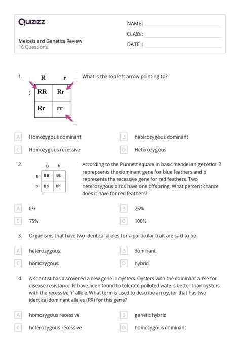 50 Meiosis Worksheets For 10th Class On Quizizz Free And Printable