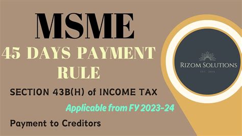 Msme 45 Days Payment Rule I Section 43bh Of Income Tax I Msme Benefit