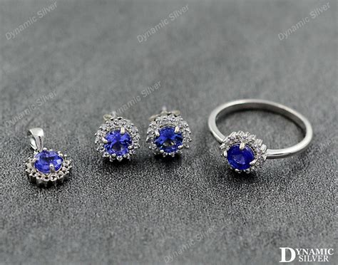 Natural Blue Tanzanite Jewelry Set/ Ring Earring Pendant/ 925 - Etsy
