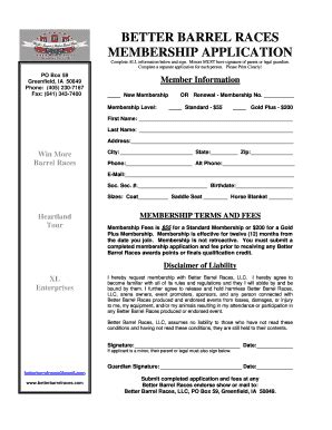 Better Barrel Races Membership Form Fill And Sign Printable Template