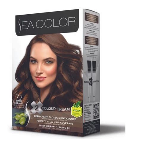 SEA COLOR Краска для волос Hair Dye Kit Тон 7.7 Темная карамель ...