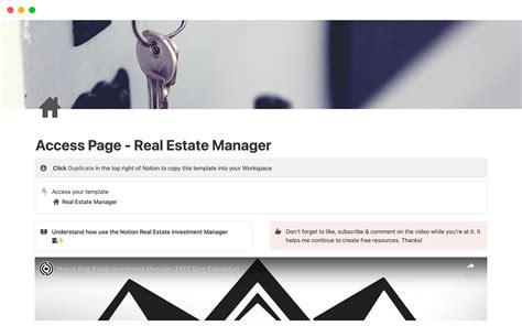 Real Estate Investment Manager And Deal Calculator Modèle Notion