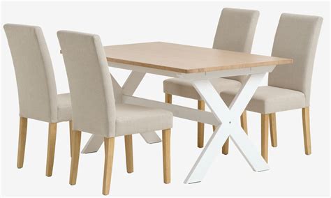 VISLINGE L150 Tafel Naturel 4 TUREBY Stoelen Beige JYSK