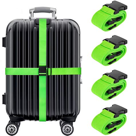 Wusi 4 Pack Adjustable Luggage Straps With Multiple Buckles Travel