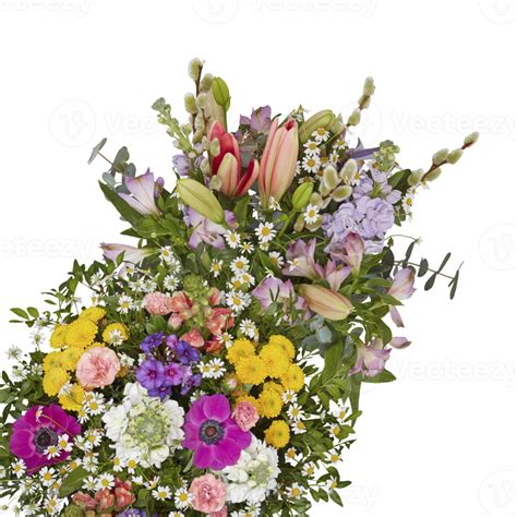 Fresh And Colorful Bouquet Of Flowers Blooming Beautiful First Cut Out