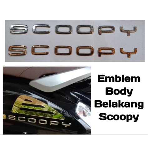 Jual Emblem Stiker Timbul Tulisan Scoopy Terbaru Silver Dan Gold Logo