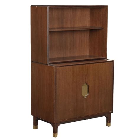 Mobile Credenza Vintage Anni Alluminio Ottonato Legno Esotico