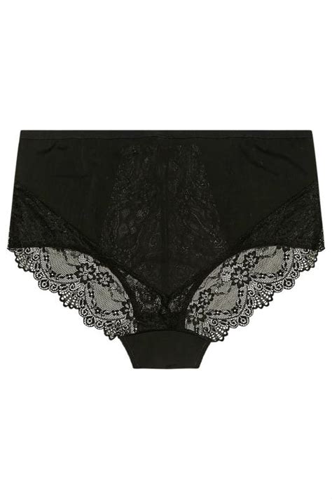 Curve Black Lace Front High Waisted Knickers Yours Clothing