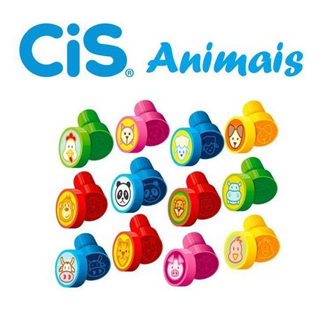 Carimbo Pedagogico Infantil Stamp Animais Cx C 24 Cis Carimbos