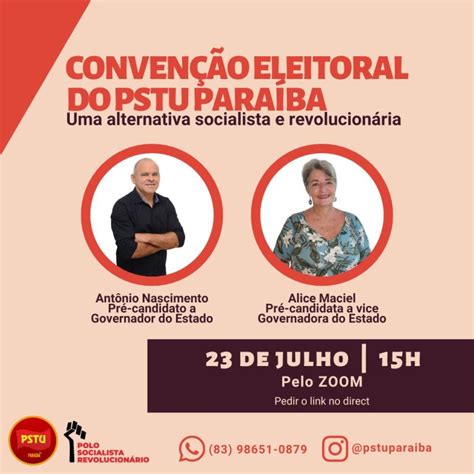 Neste sábado PSTU dá início as convenções partidárias na Paraíba