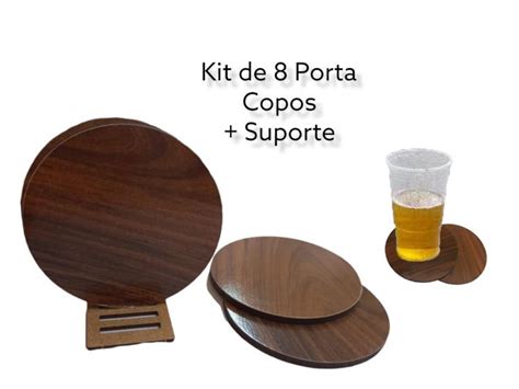 Kit Porta Copos De Cerveja Boteco Chopp Bolachas Descanso Mdf