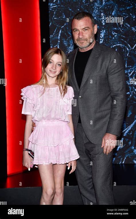 Liev Schreiber, right, and daughter Kai Schreiber attend the premiere