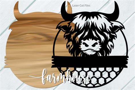 Highland Cow SVG Laser Cut Files Cow Door Hanger Cow Head Etsy UK