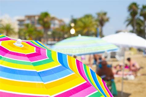 Colorful Umbrellas on the Beach Stock Photo - Image of real, relaxation ...