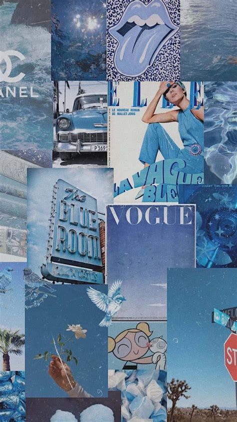 Download Blue Aesthetic Background Collage Feat Chanel And Vogue