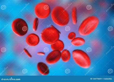 D Illustration Of Red Blood Cells Erythrocytes Under A Microscope On