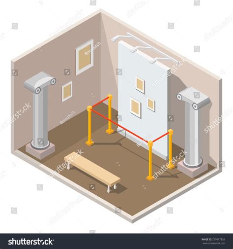 Isometric Museum Interior Vector 3d Background Stock Vector Royalty