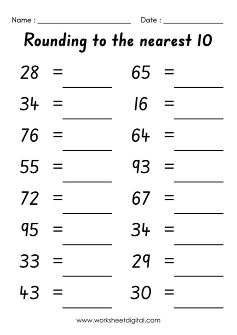 rounding  nearest  worksheets grade   math digital  etsy