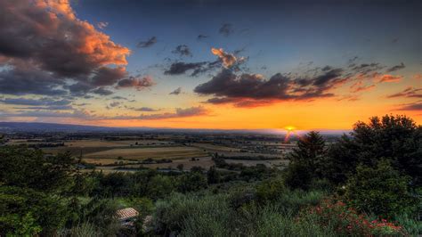 Wallpaper Landscape Sunset Sea Hill Nature Sky Clouds Sunrise