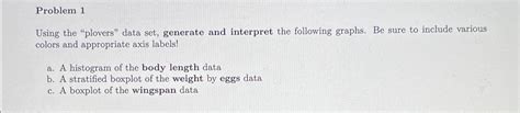 Solved Problem 1using The Plovers Data Set Generate And