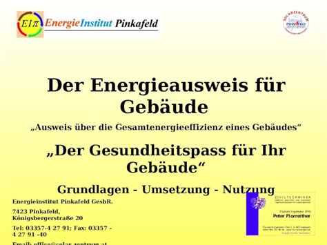 PPT Der Energieausweis für Gebäude Ausweis über