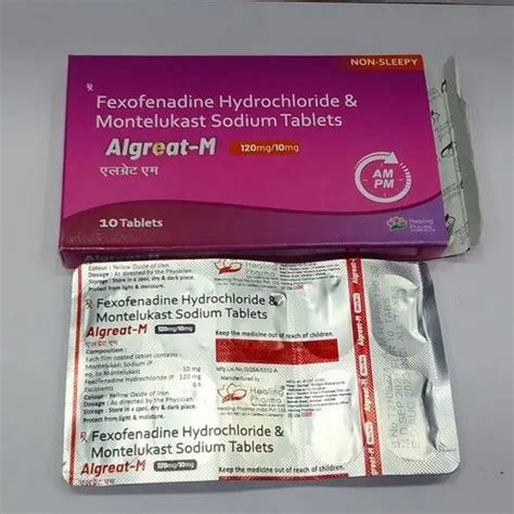 Algreat M Fexofenadine Hydrochloride And Montelukast Sodium Tablets