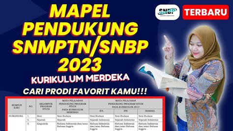 Mata Pelajaran Pendukung Snbp 2023 Kurikulum Merdeka Youtube