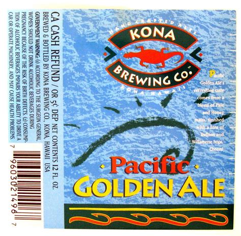 Kona Brewing Co Pacific Golden Ale Beer Label Hi 12oz Ebay Kona